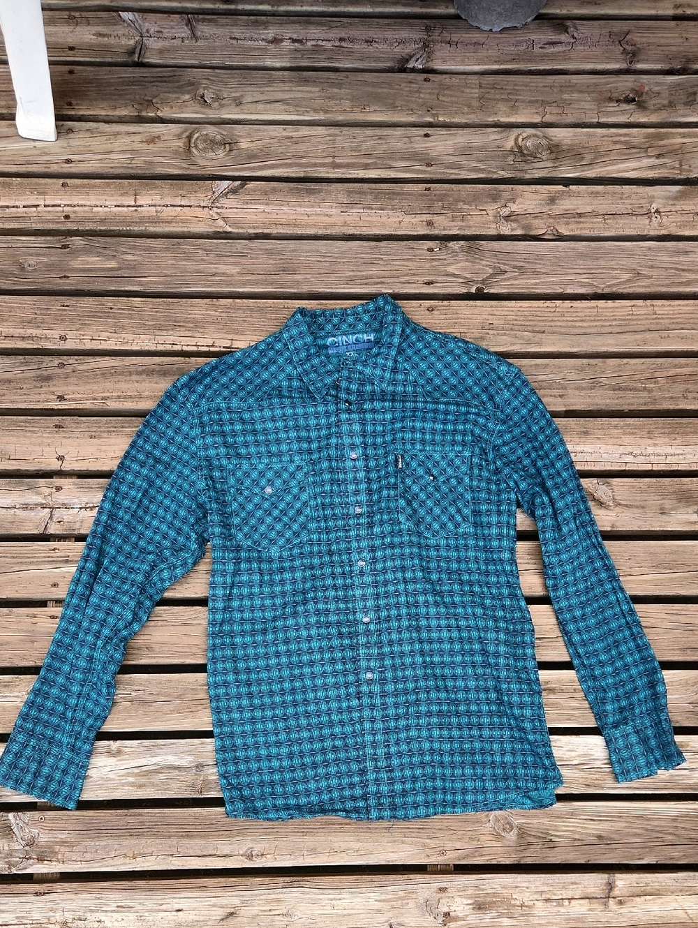 Cinch Modern Fit Aztec Green Western Pearl Snap Button Down XXL Cowboy